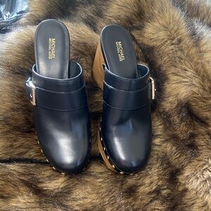 Michael Kors Black Leather Clogs